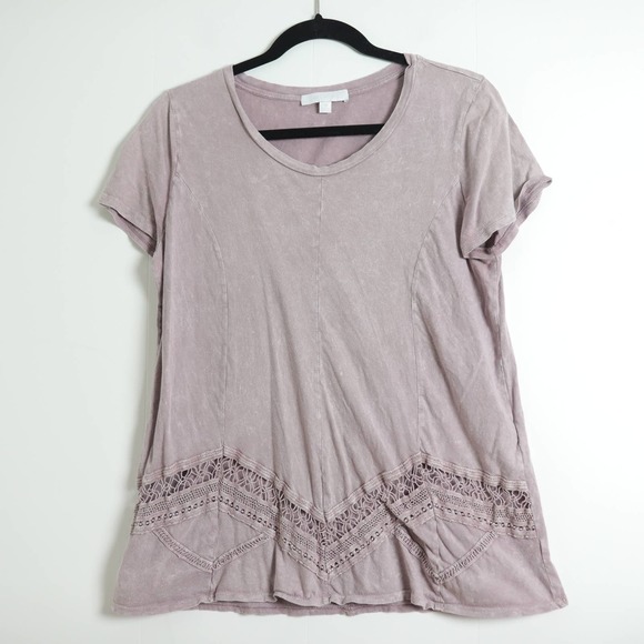 Anthropologie Tops - Anthropologie eri + ali faded sun bleached crew-neck crochet inset tee